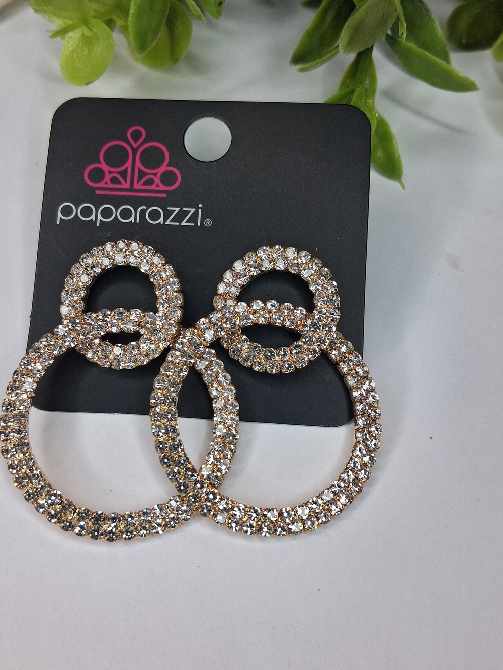 Gold Bling Double Hoop Earrings
